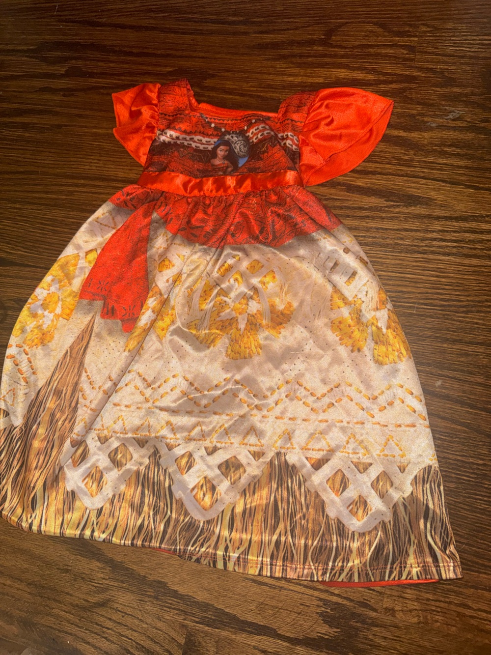 Kids Moana Dress in Red and Cream